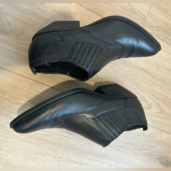 Y2K Zodiac Western Point Toe Shootie Bootie 8 Black Suede Leather Ankle Boot - Picture 7 of 9